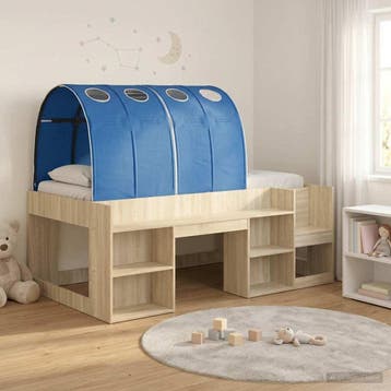vidaXL Bedframe met tunnel 3 st Sonoma eiken en blauw, Verzenden, Nieuw, Bruin, Hout