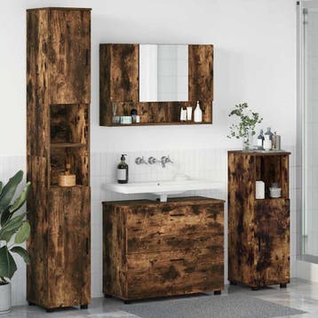 vidaXL Badkamermeubelset 4 st Gerookt eiken 35 x 30 x 192 cm, Verzenden, Nieuw, Overige typen
