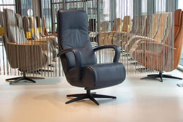 Gealux relaxfauteuil Roos Leer Polo Blauw 2 motoren + accu, Huis en Inrichting, Ophalen of Verzenden, Nieuw, Leer, Design, modern