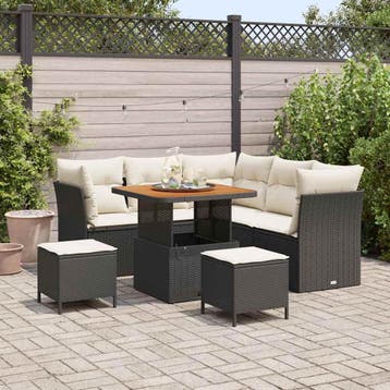 vidaXL Tuin Sofa Set 8 st 5-Aantal zitplaatsen Zwart en, Verzenden, Nieuw, 8 zitplaatsen