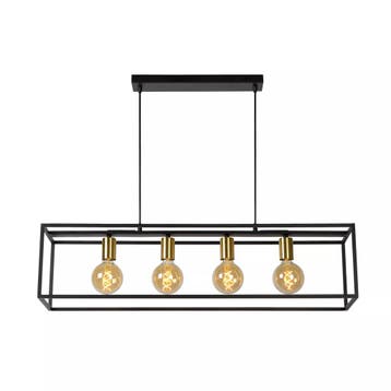 Lucide RUBEN - Hanglamp - 4xE27 - Zwart, Verzenden, Zo goed als nieuw, Metaal, Industrieel
