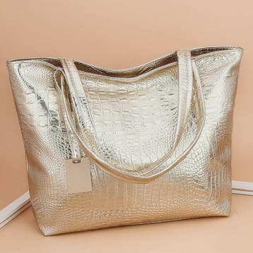 Luxe Dames Handtas Schoudertas Croco Print PU Leer Groot For