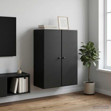vidaXL Wandkast Zwart 66 x 34,5 x 90 cm Bewerkt hout, Huis en Inrichting, Kasten | Overige, Verzenden, Nieuw