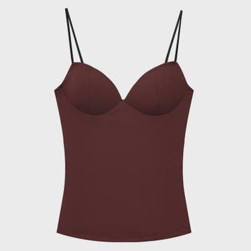 Dames Crop Top Corset Camisole Bruin - Mouwloos, Bodycon & B, Verzenden