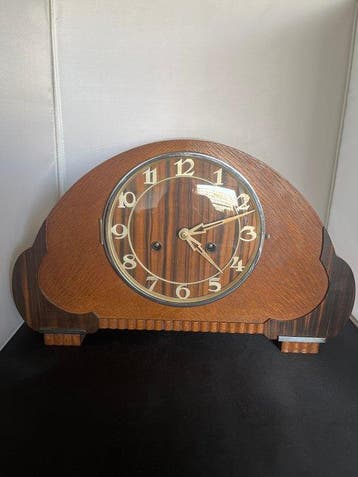 schouwklok - Hout - 1920-1930 - Amsterdamse school klok, Antiek en Kunst