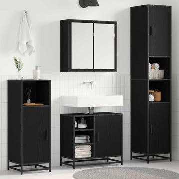 vidaXL Badkamermeubelset 4 st Zwart Eiken 65 x 33 x 60 cm, Verzenden, Nieuw, Overige typen