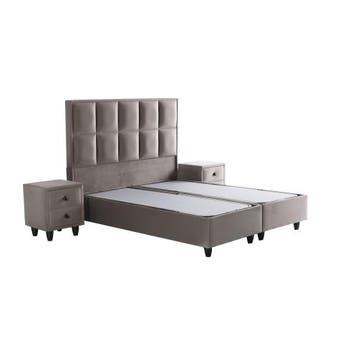 Opberg Boxspring Armoni – Taupe Velvet (Zonder Matras), Ophalen of Verzenden, Nieuw, Eenpersoons