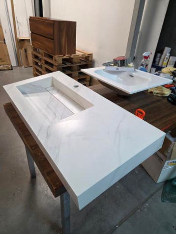 Ink Pitch meubelwastafel links 100x45cm keramische slab - 1, Doe-het-zelf en Verbouw, Sanitair, Ophalen of Verzenden, Nieuw, Bad