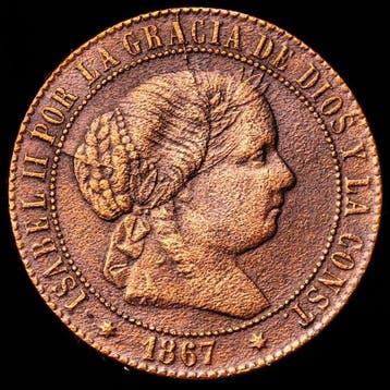 Spanje. Isabel II. 2 1/2 céntimos Sevilla. (OM) - 1867.