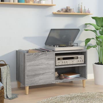 vidaXL Platenkast 84,5x38x48 cm bewerkt hout grijs sonoma, Verzenden, Nieuw