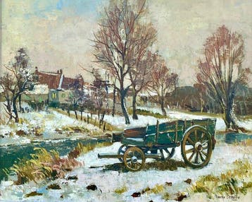 Maurice Lemaitre (1929-2018) - Élégant paysage enneigé animé