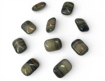 10 x DQ Octagon glas cabochon 7 x 5 mm – groen/grijs, Ophalen of Verzenden, Nieuw, Overige typen