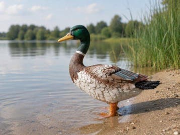 Figuur - eend aan het water - polyresin