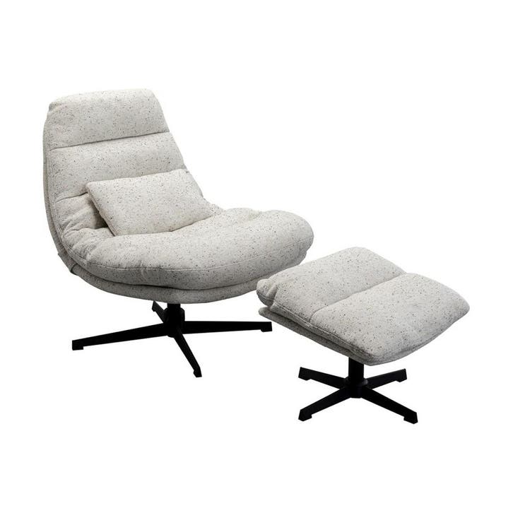 *WOONWINKEL* Kare Design Columbia Draai Fauteuil Met Voetenb, Huis en Inrichting, Fauteuils, Nieuw, Stof, Verzenden