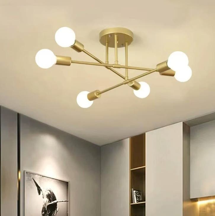 Minimalistische Hanglamp – Moderne E27 Kroonluchter, Huis en Inrichting, Lampen | Plafondlampen, Nieuw, Metaal, Verzenden