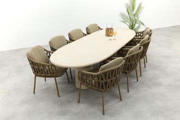 4SO Biarritz/Hampton 8-persoons ovale dining tuinset 300x110, Verzenden, Nieuw, Overige materialen, Tuinset