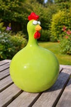 Beeld, funny green balloon chicken - 40 cm - polyresin, Antiek en Kunst