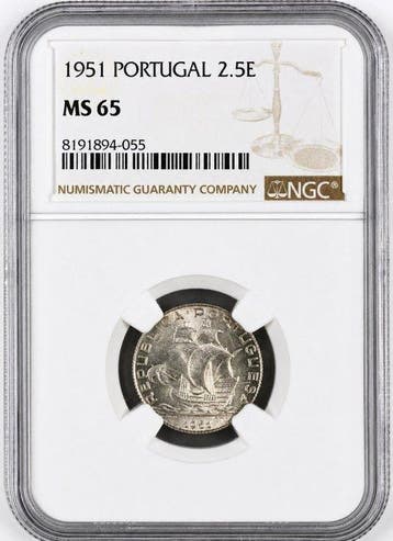 Portugal. 2 ½ Escudos 1951 - NGC MS65