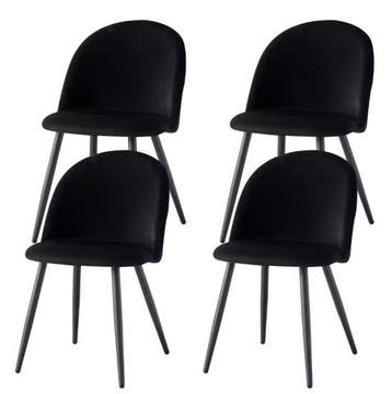 Set van 4 Fluwelen Eetkamerstoelen – Modern en Comfortabel, Huis en Inrichting, Stoelen, Verzenden, Nieuw