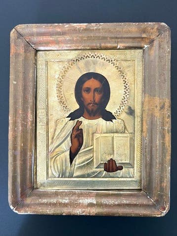 Icoon - Christus Pantokrator - Messing - Russin