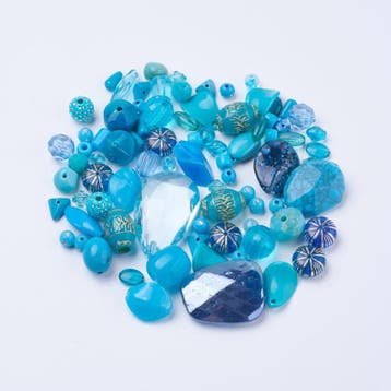 100 gram Luxe Acryl Kralen –Teal– Gemixte Vormen, Ophalen of Verzenden, Nieuw, Kraal
