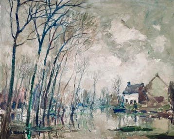 Albert Saverys (1886-1964) - Hoeve aan de Leie, Antiek en Kunst, Kunst | Schilderijen | Klassiek