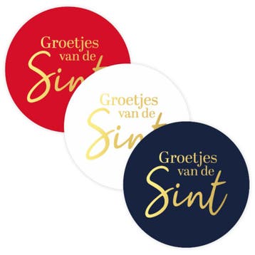 30x Sticker Groetjes Van De Sint - Kleuren Mix - Goudfolie -, Verzenden, Nieuw