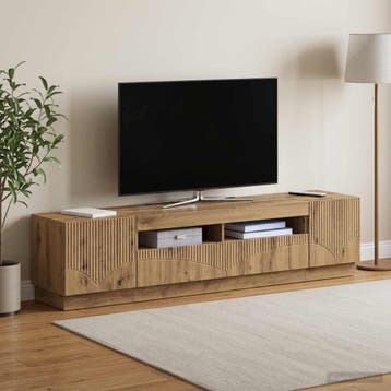 vidaXL 3-delige LED TV-kast HOORN 3 st Artisanaal eiken, Minder dan 50 cm, Verzenden, Nieuw, Minder dan 100 cm
