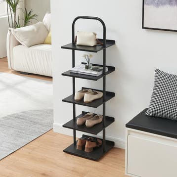 Schoenenrek Poytya met 5 planken zwart 119x34x32 cm [en.casa, Huis en Inrichting, Kasten | Schoenenkasten, Verzenden, Nieuw