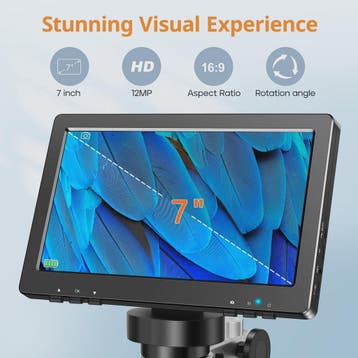 Hayve 7" HD Digitale Microscoop 1200x Zoom met 12MP Camera v, Verzenden, Nieuw