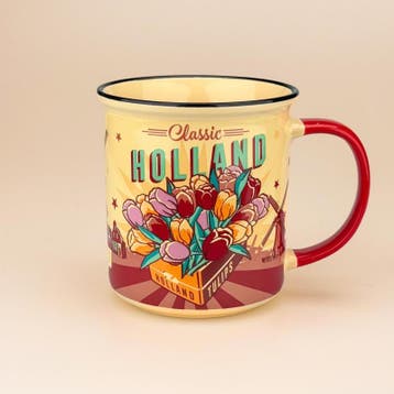 Beker vintage tulips Holland - geel, Ophalen of Verzenden, Nieuw