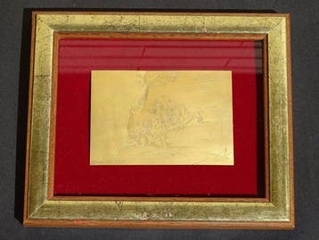 Salvador Dali (1904-1989) - Reliëf, La pelea, silver 24k