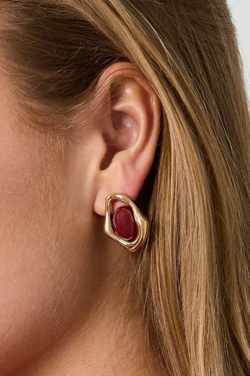 Retro Oorbellen met Onregelmatige Vorm — Goudkleurig, Verzenden, Nieuw
