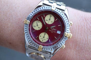 Horloge Breitling Chronomat Bordeaux met UTC, Staal, Gebruikt, Staal, Breitling