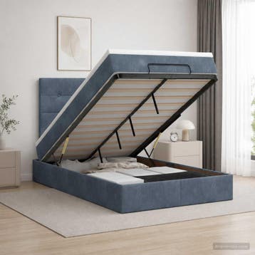 vidaXL Ottoman bed met matras Donkergrijs 120 x 190 cm, Verzenden, Nieuw, Twijfelaar, Stof