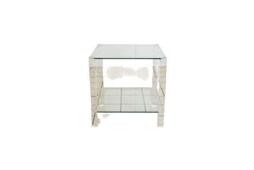 Moderne glazen bijzettafel met transparant acryl frame, Ophalen of Verzenden, Nieuw