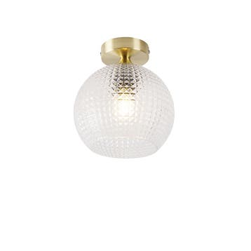 Smart Art Deco plafondlamp messing incl. Wifi A60 - Sphere, Verzenden, Nieuw, Glas