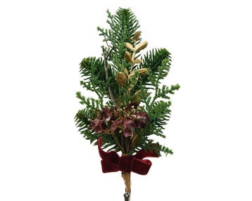 Kersthanger steker wintergroen en fluweel 24 cm met clip per, Ophalen of Verzenden, Nieuw