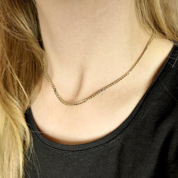 Bicolor gouden gourmetschakel ketting, Ophalen of Verzenden, Gebruikt, Overige kleuren, Goud