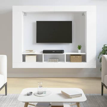 vidaXL Tv-meubel 152x22x113 cm bewerkt hout wit, Verzenden, Nieuw, Overige houtsoorten, 100 tot 150 cm