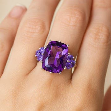 Zonder minimumprijs - Ring Verguld Amethist - 18kt, Sieraden, Tassen en Uiterlijk, Ringen, Nieuw
