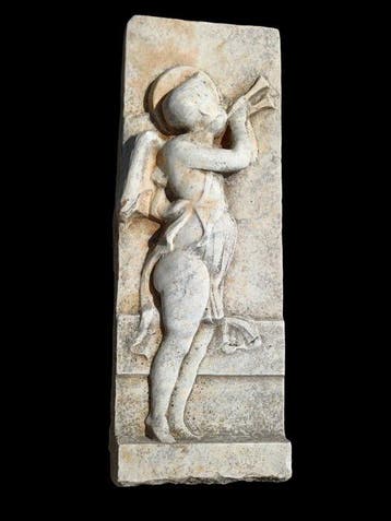 sculptuur, Angelo che suona le trombe - 60 cm - Uitgehouwen