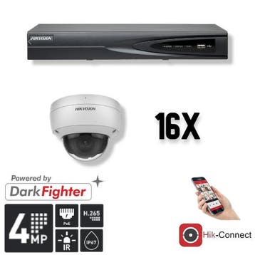 Hikvision Set 16x Dome 4MP + Recorder & Bekabeling, Ophalen of Verzenden, Nieuw