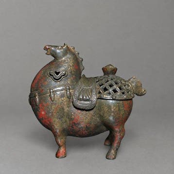 Beeld, Steed-Sculpture Incense Burner - 16 cm - Koper