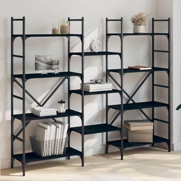 vidaXL Boekenkast 160x28,5x136,5 cm bewerkt hout zwart, Verzenden, Nieuw, Overige houtsoorten