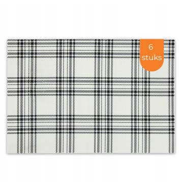 Placemats Set 6 Stuks 30x45 cm – Wit Zwart Geruit –, Ophalen of Verzenden, Nieuw