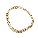 Gouden platte gourmet schakel armband | 20 cm, Sieraden, Tassen en Uiterlijk, Armbanden, Ophalen of Verzenden, Gebruikt, Overige kleuren