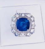 Ring Platina - 6.93ct. tw. Saffier - Saffier, Sieraden, Tassen en Uiterlijk, Ringen, Nieuw