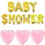 Babyshower folie ballonnen set blauw met goud 4-delig, Verzenden, Nieuw, Geboortebord