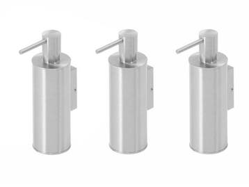 Veiling - 3x Beaux zeepdispenser staand 150ml Ulis geborstel, Nieuw